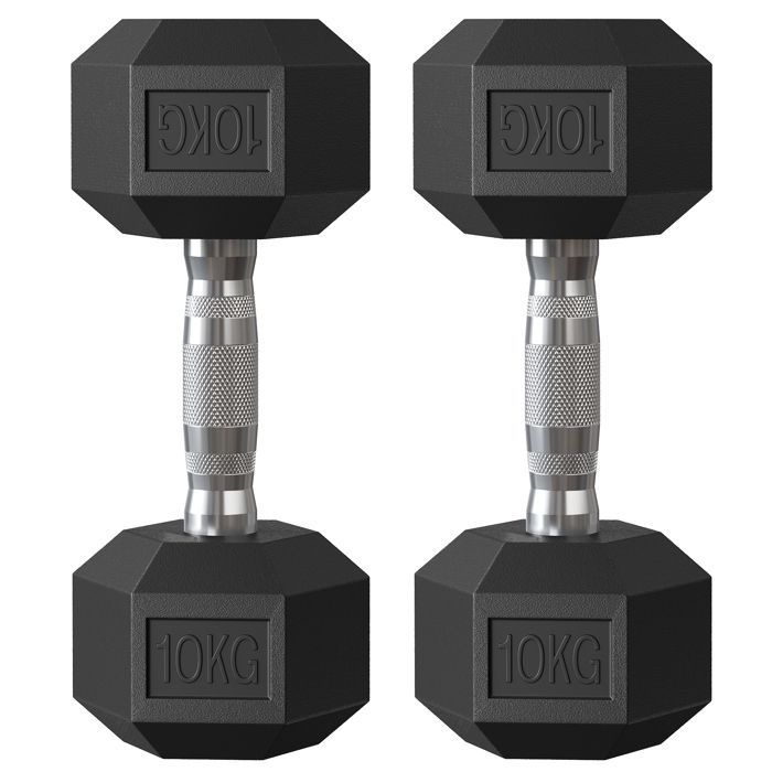 Juego de 2 mancuernas SONGMICS, 10 kg cada una, adecuadas para entrenamiento y culturismo.
