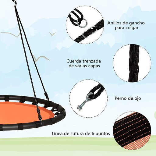 Balançoire nid rond de 100 cm, diamètre 100-160 cm, charge maximale 150 kg