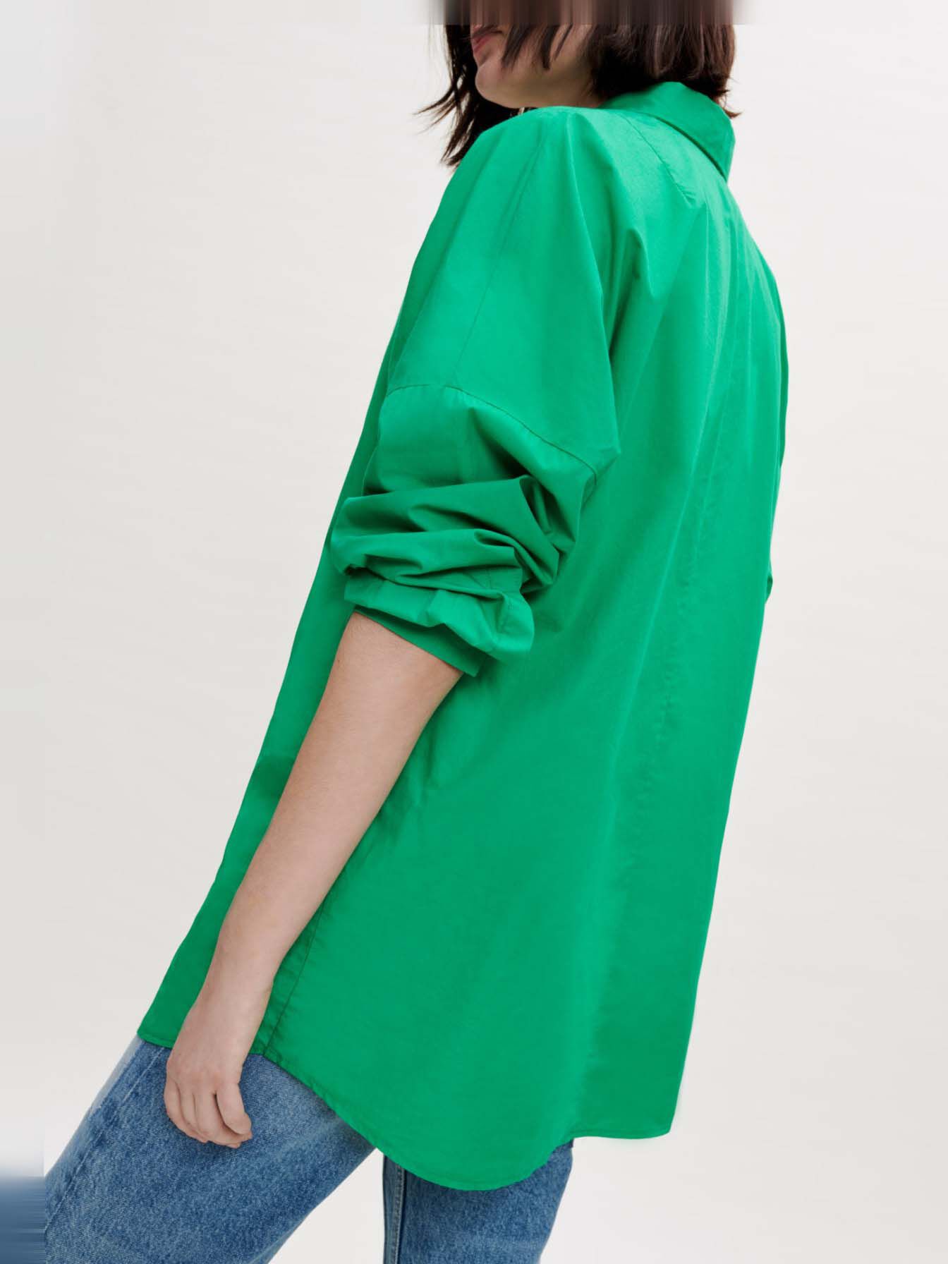Oversized poplin overhemd in diverse kleuren - Vert