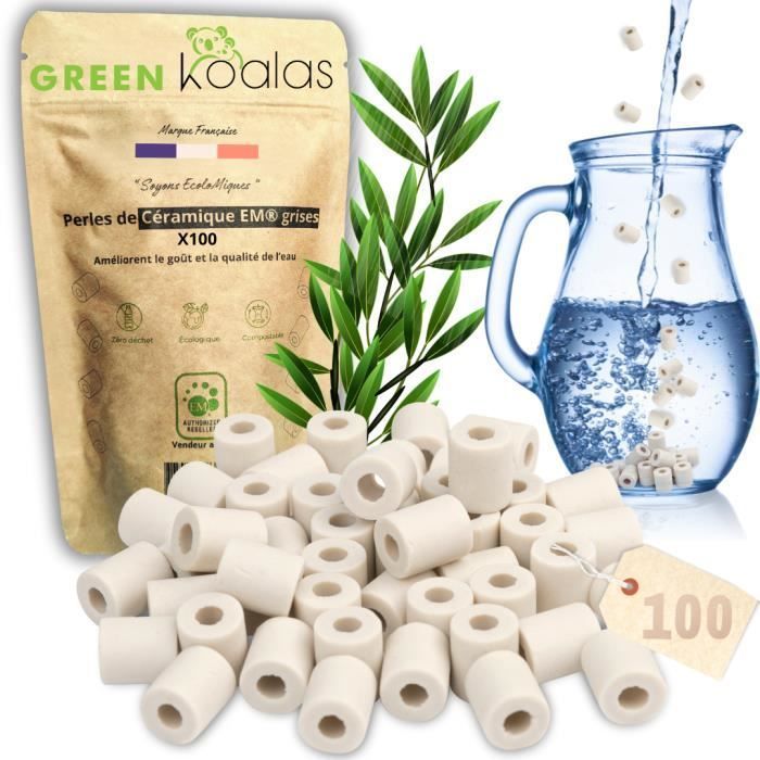Perle di ceramica - KOALA VERDI - 100 perle - Migliora il gusto - Purificazione dell'acqua - Antiossidante