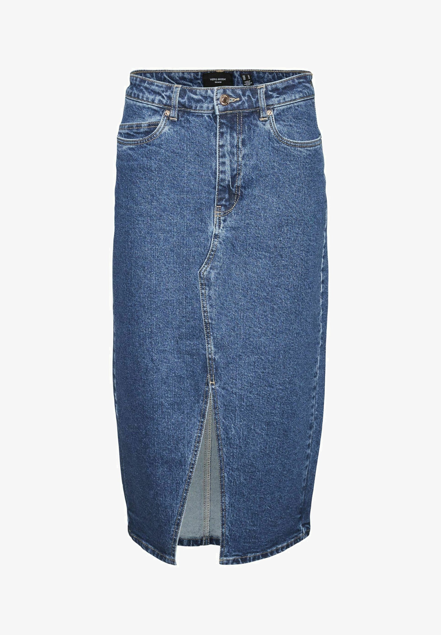 Vero Moda VMVERI CALF - Jupe crayon - denim bleu moyen
