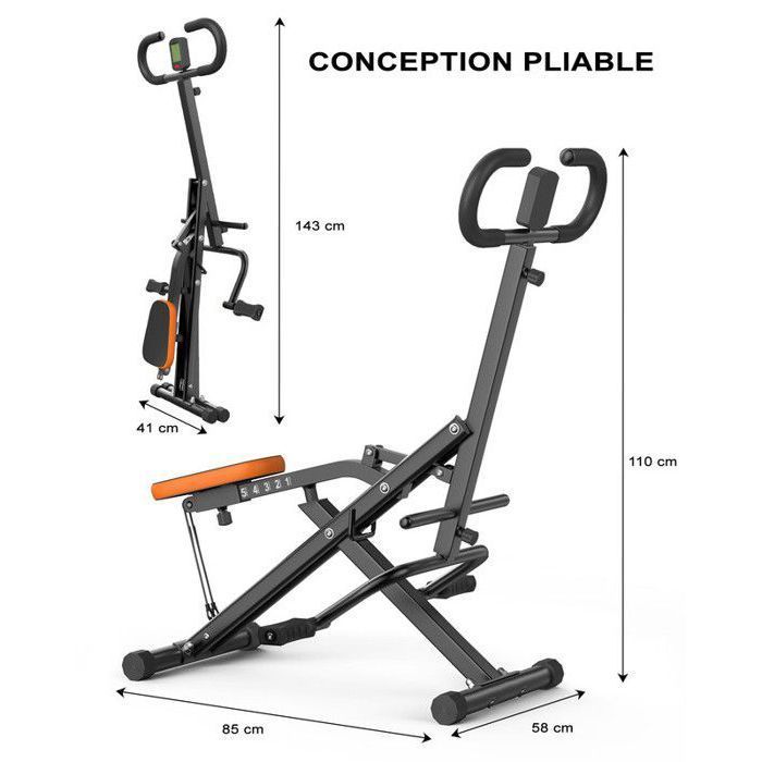 Attrezzo per addominali - DSKEUFEEW - AB Booster Plus Total Crunch - Carico massimo 120 kg - Nero e arancione - Fitness