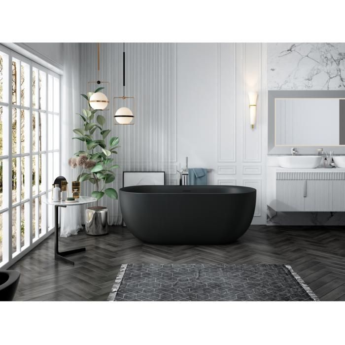 LISBON oval freestanding bathtub, matte black, 170 cm
