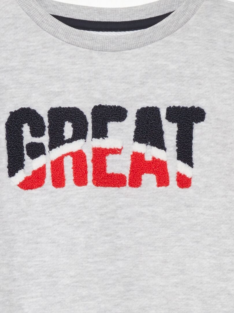 Sweatshirt van fleece met bouclé-breisel - GRIJS