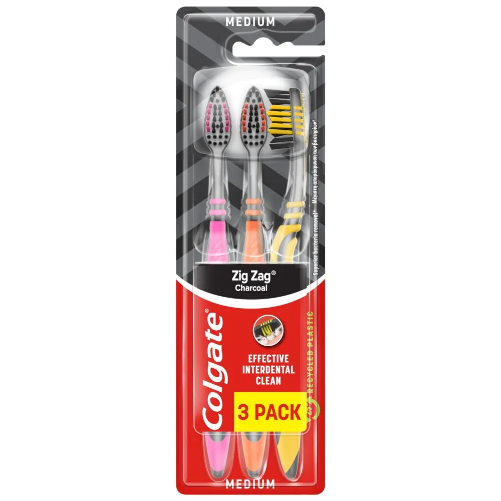 Colgate Szczoteczka Zig Zag Charcoal 3-Pack