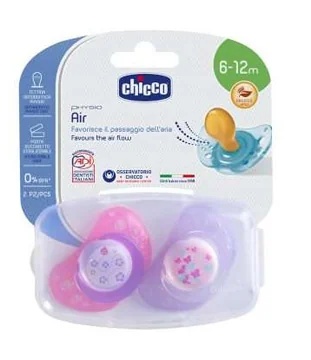 CHICCO Chupete de goma Chicco Luminous Air 6-16 meses, 2 unidades, accesorios para la lactancia