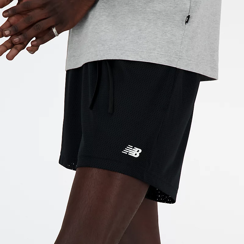 Męskie spodenki sportowe Essentials z siateczki 5 cali - CZARNE