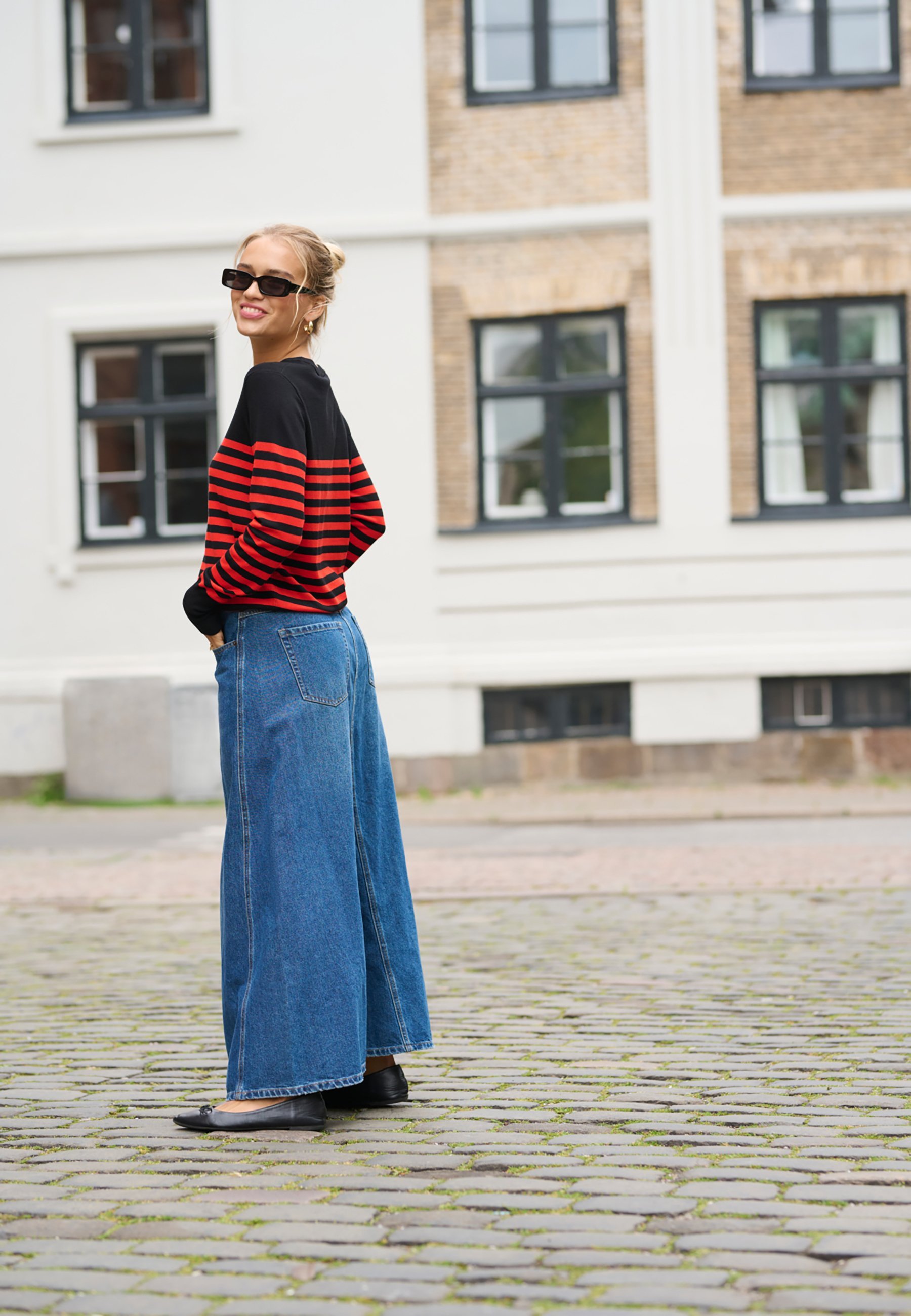 Pull Kaffe - rayures noires et rouges