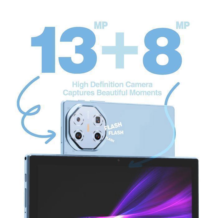 Tablet táctil TAKINURU de 32 GB + 256 GB, 10,1 pulgadas, Android 15, procesador de ocho núcleos, Wi-Fi 5G, puerto USB tipo C, batería de 8000 mAh, color azul.