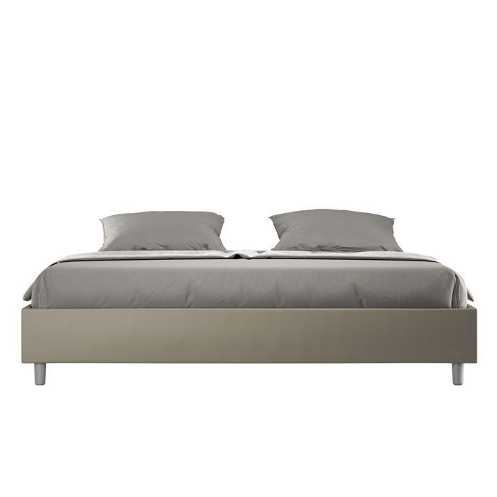 Cadre de lit king size - Ityhome - Azelia - Similicuir cappuccino - 200x210 cm - Design contemporain