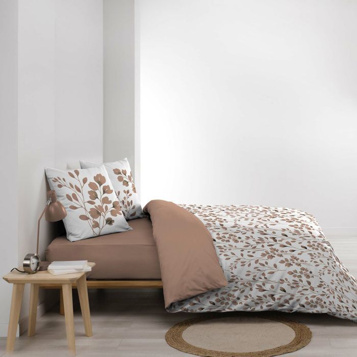 Funda nórdica MAIWEN 200x200 100% algodón 57 hilos Mocha + 2 fundas de almohada 63x63