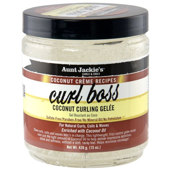 „Aunt Jackie's“ kokosų kremo receptai „Curl Boss“ kokosų garbanojimo želė, 426 g