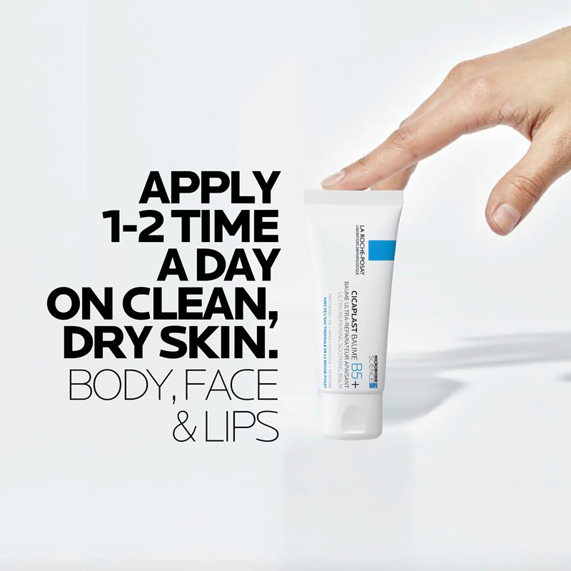 Bálsamo calmante Cicaplast Baume B5+ da La Roche-Posay para pele sensível e irritada.