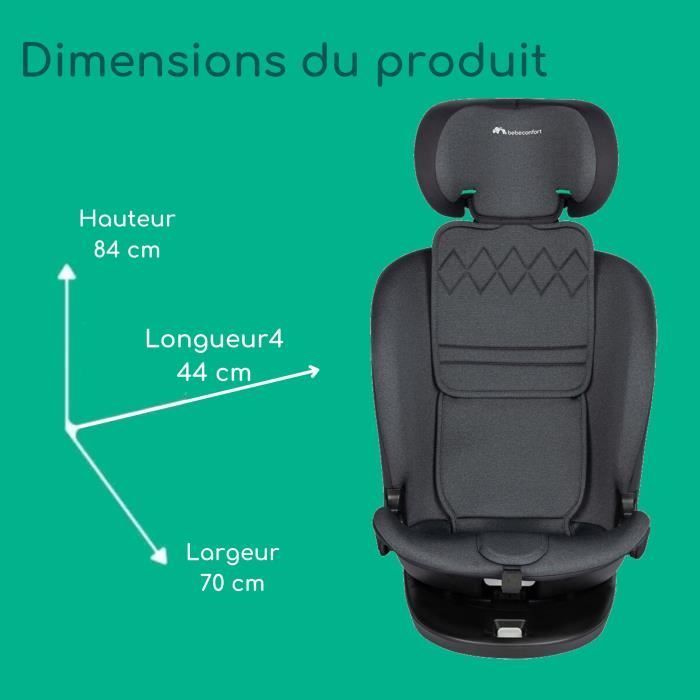 BEBECONFORT EVOLUFIX 360 i-Size konvertibelt svingbart bilsete - Gruppe 0/1/2/3, Isofix - 0 til 12 år (36 kg), 40-150 cm, Tonet svart