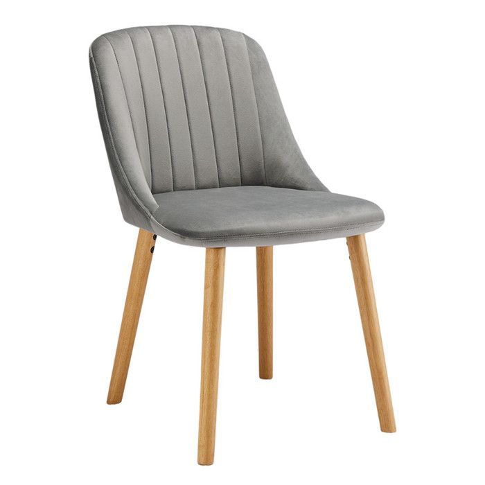 Goeurvant Chaises modernes avec coussin épais, dossier ergonomique et pieds bois, style et confort réunis - Lot de 4 - Gris clair