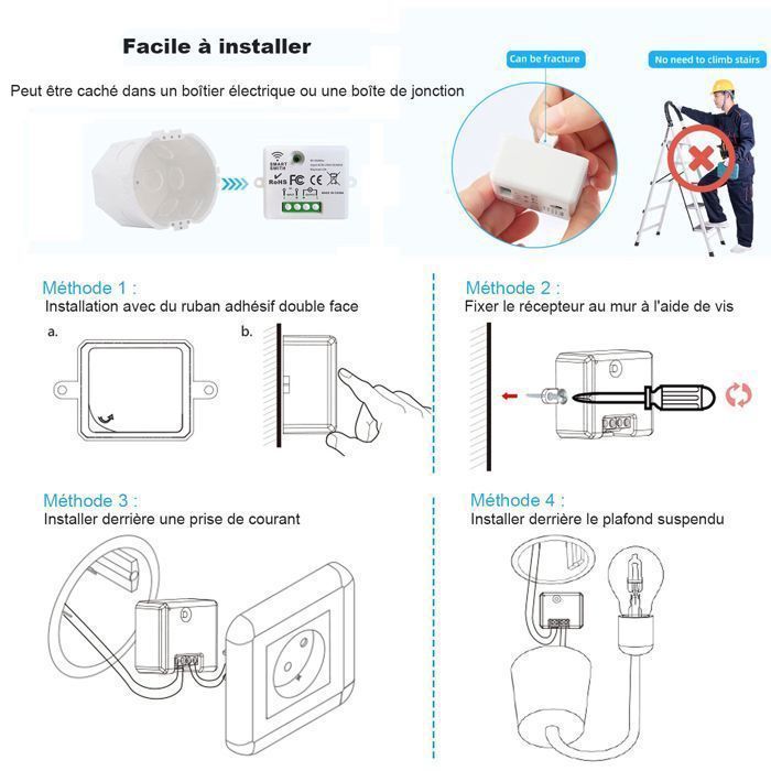 Interruttore della luce wireless, interruttore di sicurezza con trasmettitore RF e controller ricevitore da 10 A