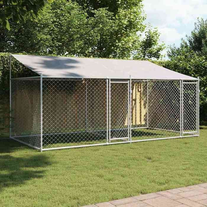 vidaXL Cage pour Chien avec Toit et Portes, Chenil pour Chien, Maison pour Chien, Niche de Jardin Terrasse, Gris 4x2x2m 3209563