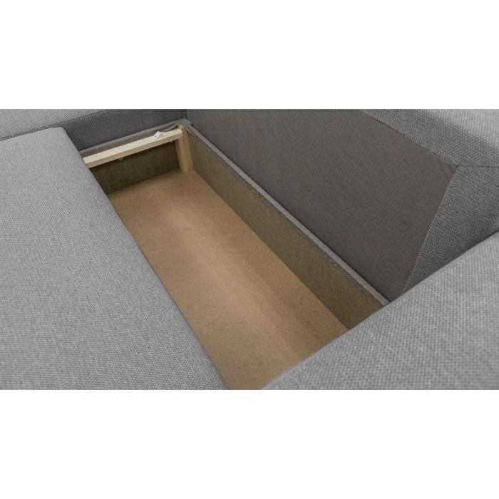 Canapé d'angle convertible réversible 3 à 4 places - PHARELL - Tissu anthracite - Coffre de rangement - L 224 x P 155 x H 85 cm