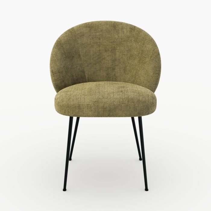 Chaise en velours chenillé vert olive et métal noir - Bloomy - Rendez-Vous Déco