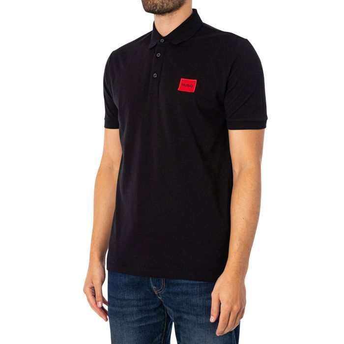 Men's Polo Shirt - HUGO by HUGO BOSS - Slim Fit - Black - Short Sleeves - Polo Collar