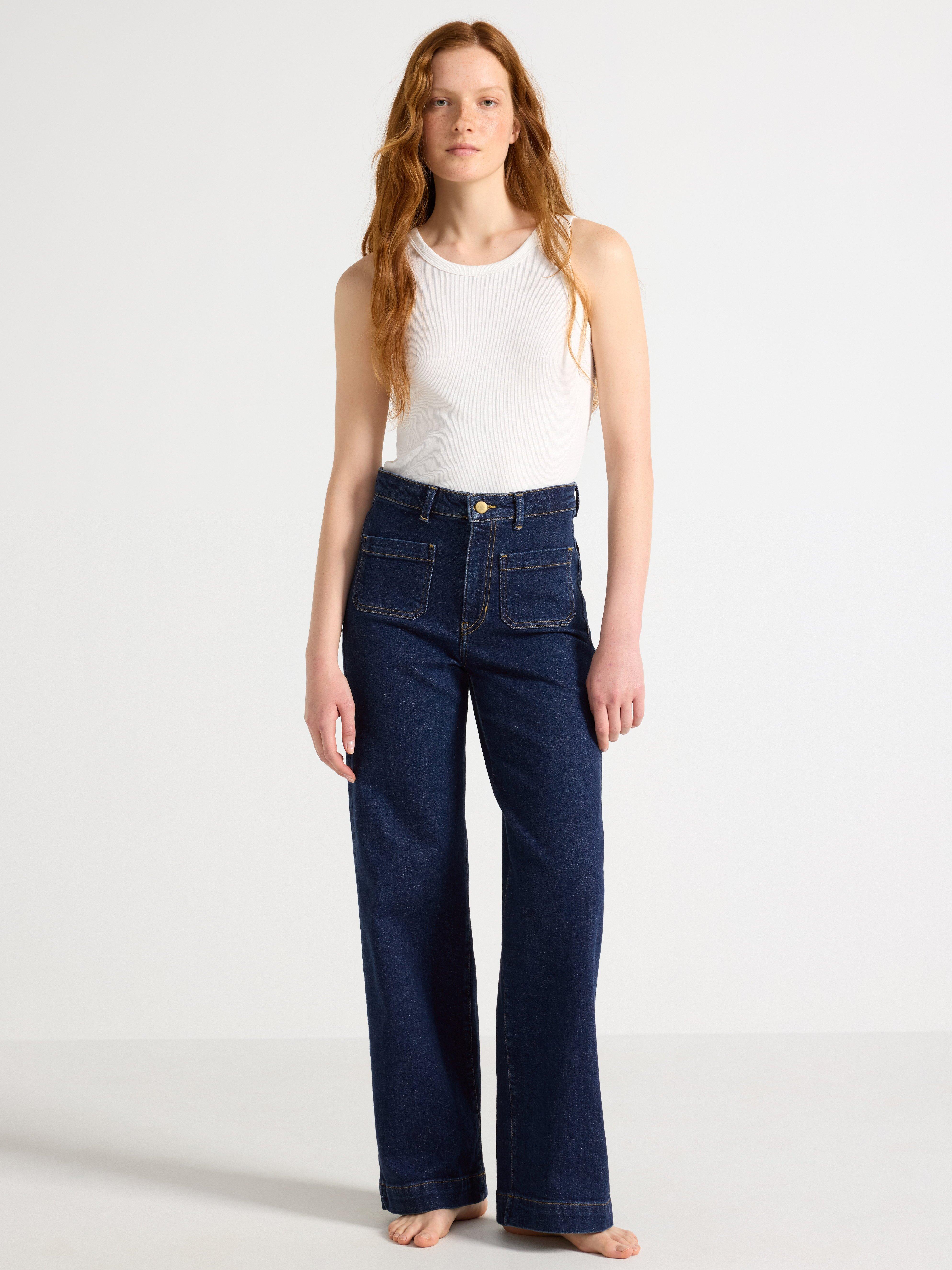 VIDE jeans med lett stretch i mørk denim