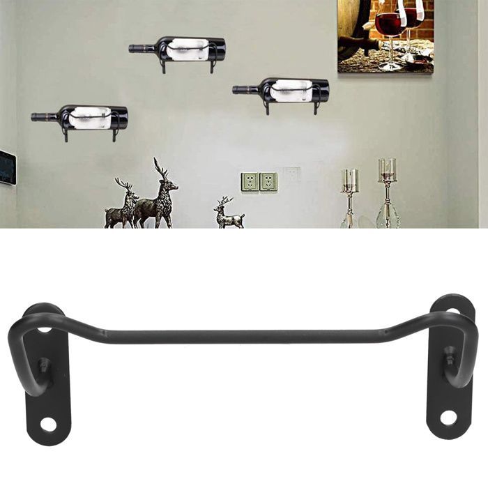 Porte-bouteilles mural simple et innovant en fer, lot de 4, pour la maison, le bureau ou le salon. Label