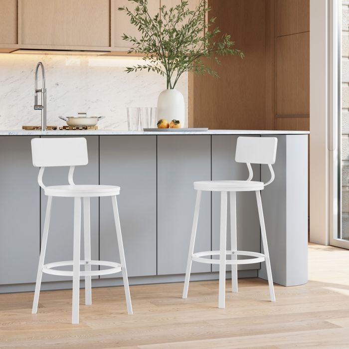 Juego de 2 taburetes de bar - Taburete de cocina WOLTU - Metal y MDF - Blanco W0ATT0882-2