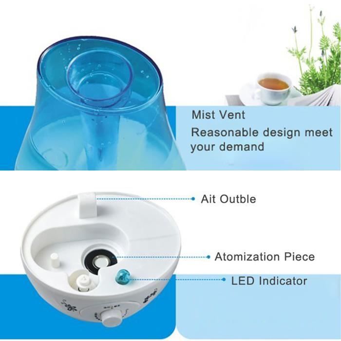 Humidificador ultrasónico de aroma de 3 litros con doble boquilla, difusor de aire, atomizador y generador de niebla - Humidificador 362