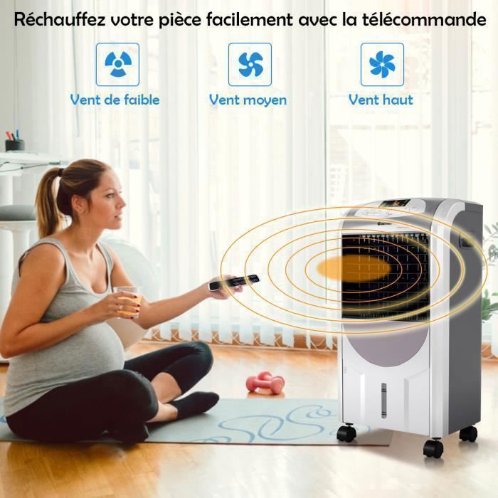 Aire acondicionado portátil GIANTEX, calefacción y refrigeración con 3 velocidades, ventilador con control remoto + depósito de agua de 7 litros, para verano/invierno.