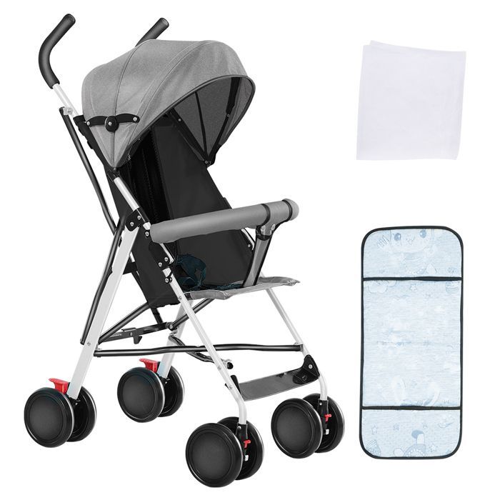 Cochecito cómodo B.LIVEM para bebés de 0 a 36 meses, estructura metálica estable, hasta 30 kg - Gris