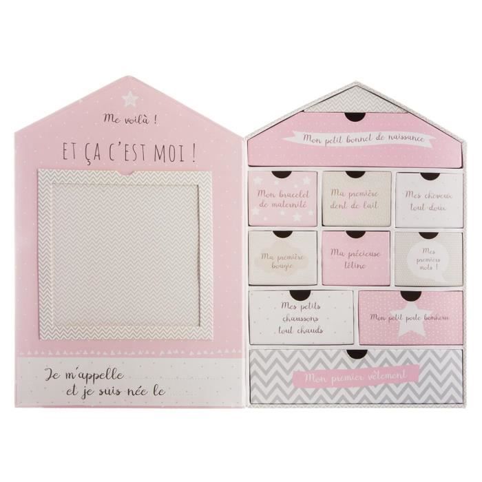 Coffret de naissance avec boite à souvenirs + cadre photo - ROSE Rose