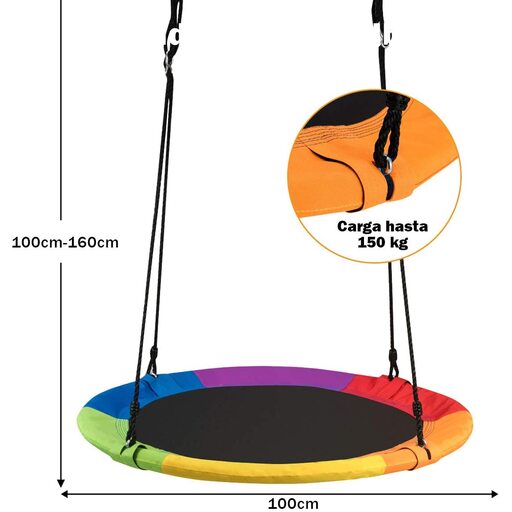 Costway Runde Nestschaukel, 100 cm Durchmesser, höhenverstellbar, Tragkraft bis zu 150 kg
