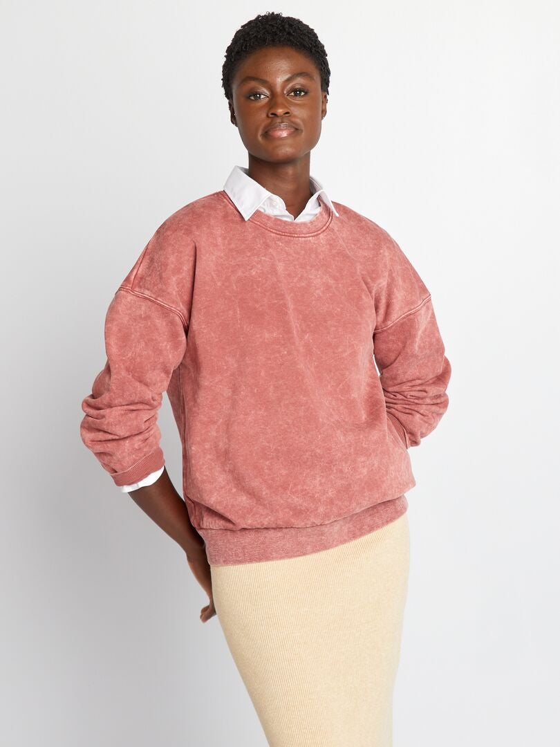 Oversized sweatshirt van fleecestof - ROOD