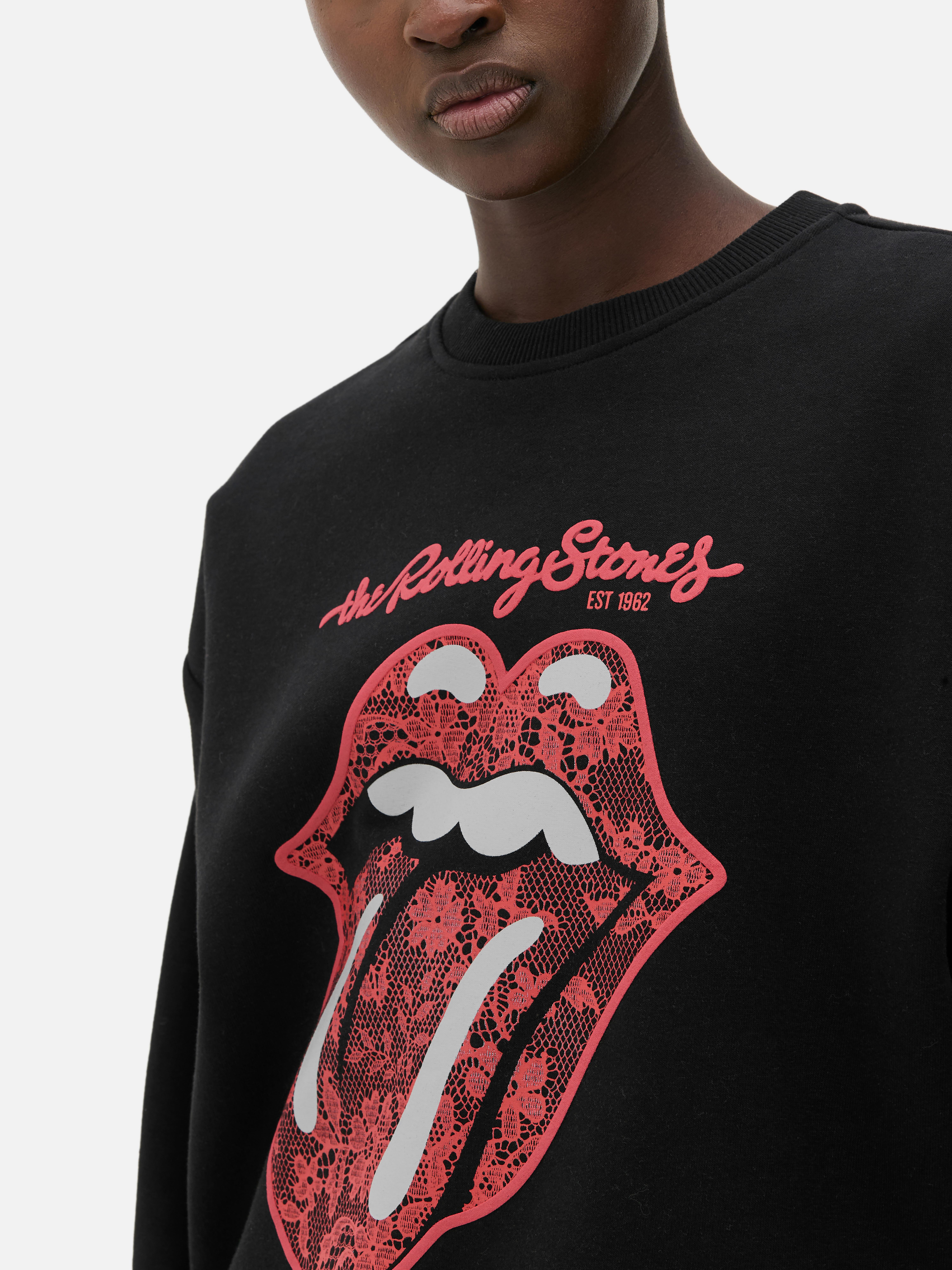 Hanorac cu imprimeu The Rolling Stones. Un hanorac cu guler rotund, manșete lungi, tiv cu nervuri și imprimeu Rolling Stones.