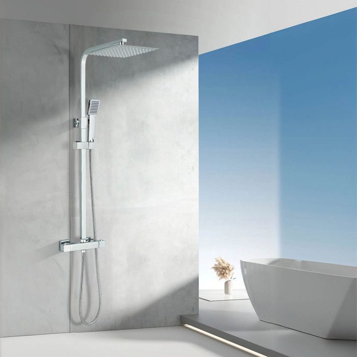 Columna de ducha termostática regulable en altura, kit de columna de ducha mecánica, sistema de ducha cromado