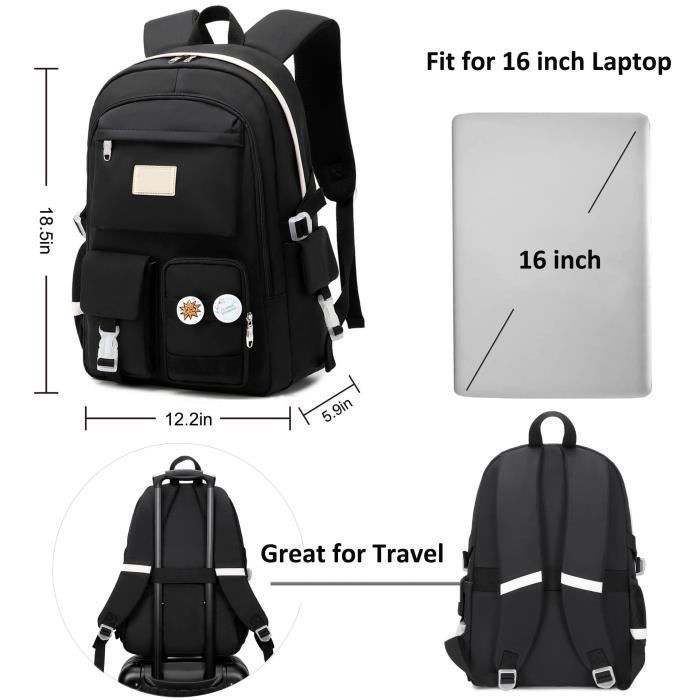 Sac à Dos Scolaire Enfant INSFITY - Bleu - Nylon Imperméable - Compartiments pour Ordinateur Portable et Livres