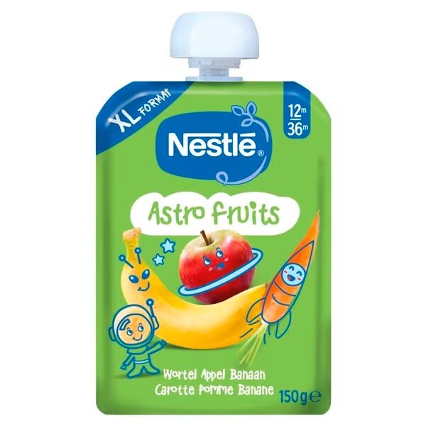 „Nestlé“ obuolių ir bananų skonio saldainių maišeliai (6+ mėn.)<br>4 vnt.