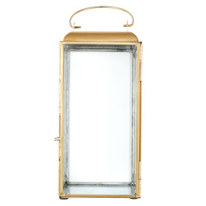 Lantern - Home Deco Factory - Gold Metal - Glass - Gold and Clear