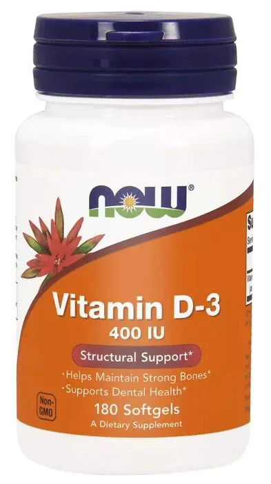 Now Foods Vitamin D-3 400 IU, Suplement diety z witaminą D3, Kapsułki
