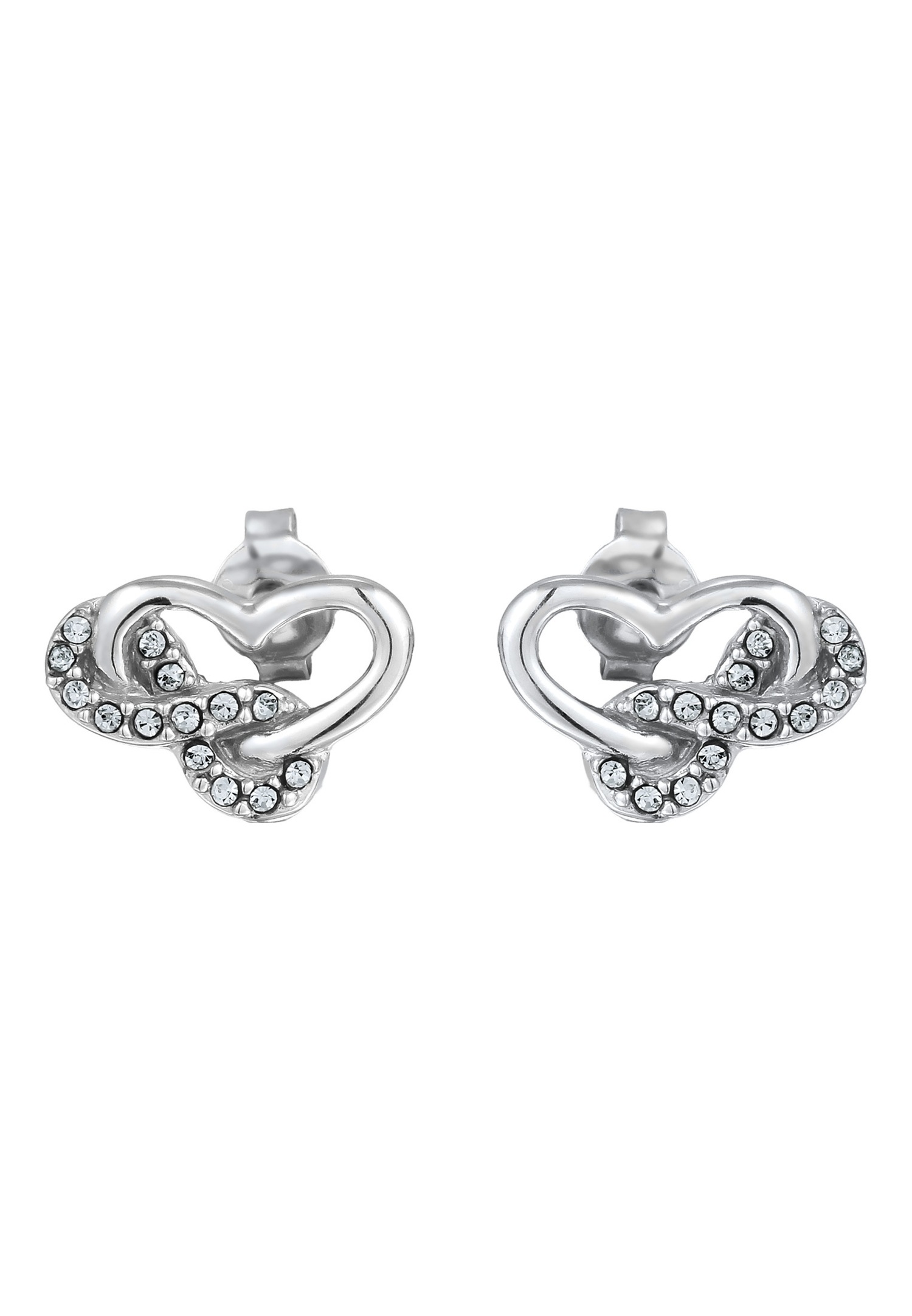 Elli Elli Boucles d'oreilles Femmes Coeur Cristaux de Verre Xilion Cut Blanc Argent Sterling 925