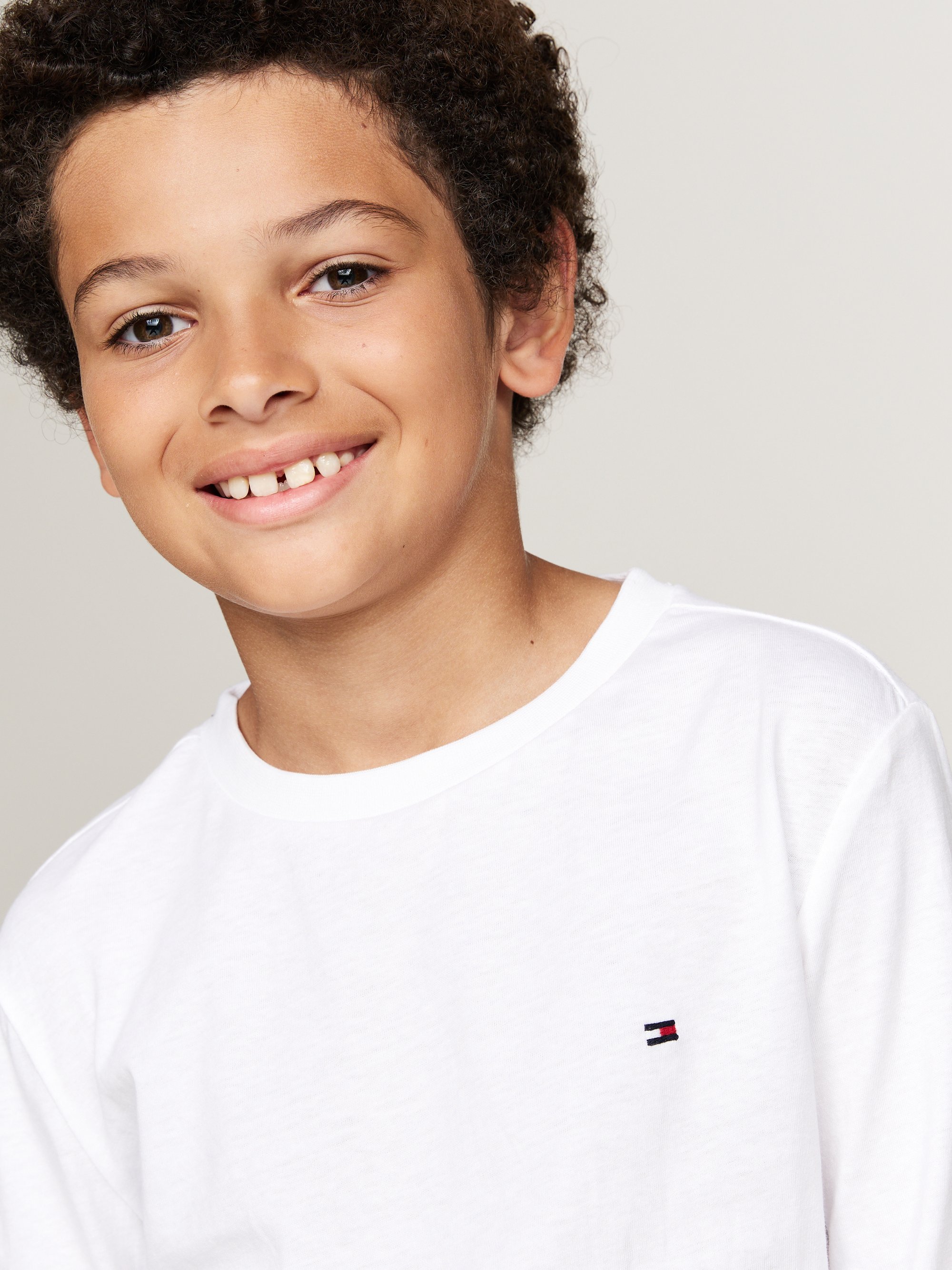 Tommy Hilfiger T-shirt unisex, 2 stuks - Top met lange mouwen - woestijnhemel/wit