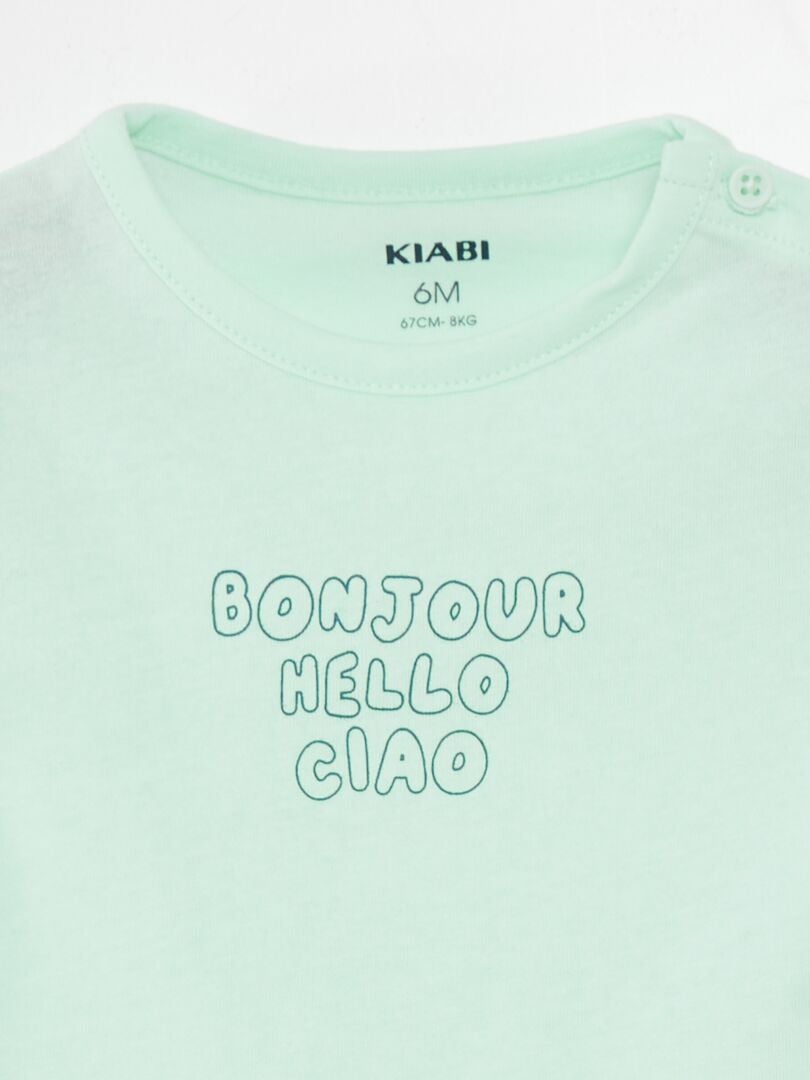 T-shirt met korte mouwen en opdruk - BLAUW