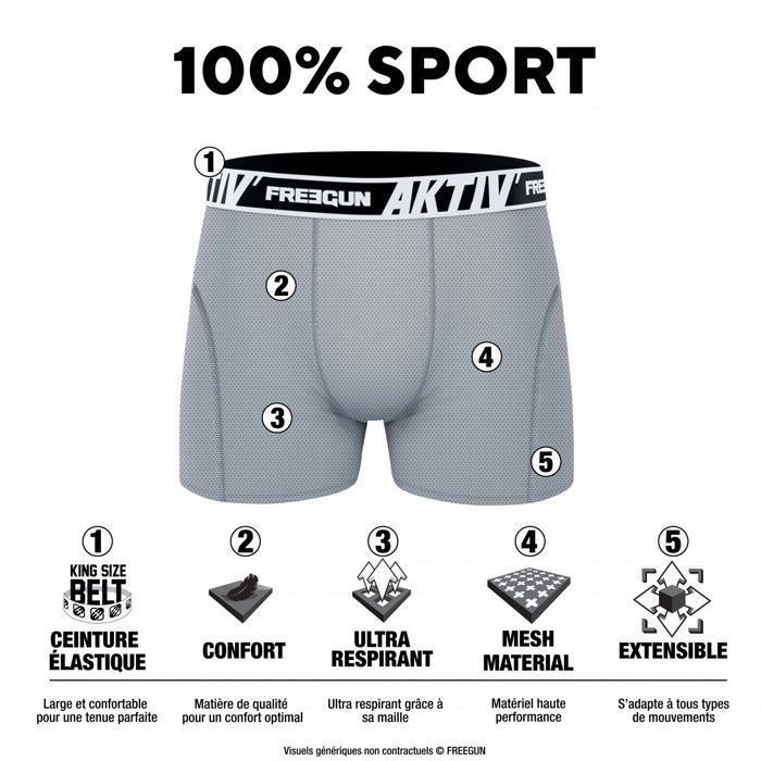 Calzoncillos bóxer Freegun AKTIV para hombre, ropa interior masculina - Negro (Paquete de 4)