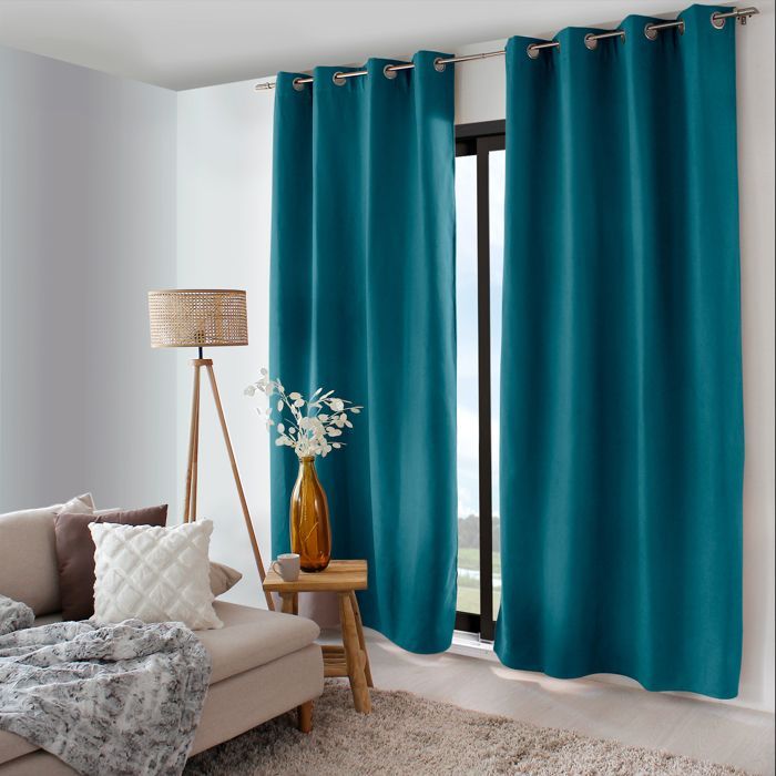 Dubbellaags thermisch gordijn, eendenblauw, 135x240 cm