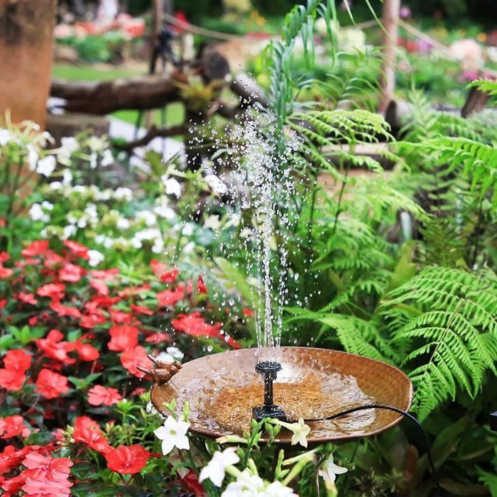 Fontana solare - Pompa per fontana solare da giardino da 2,0 W con 6 ugelli per vasca per uccelli, piscina, decorazione