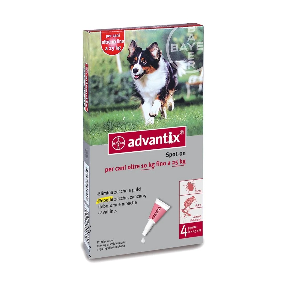 ADVANTIX Advantix Spoton 4 pipetas vermelhas 10 25 kg