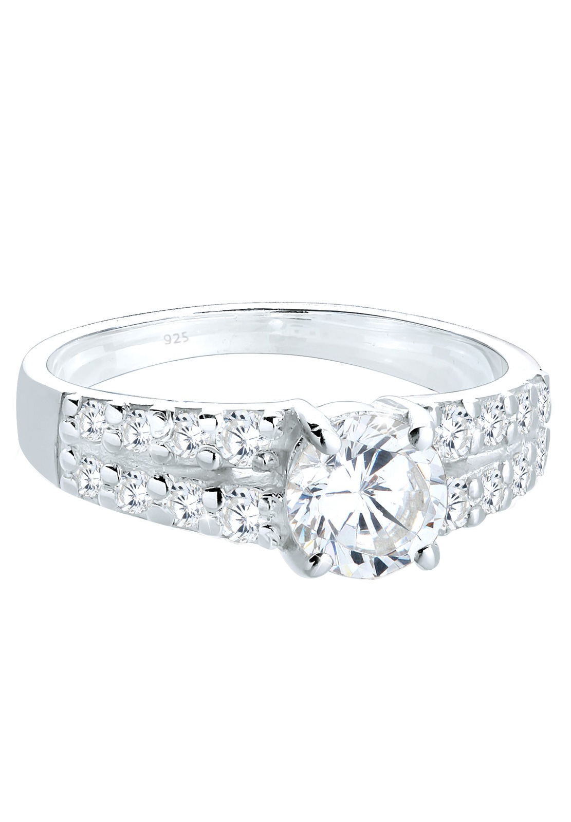 Elli Femme Fiançailles Brillantes avec des Cristaux de Zircone en Argent Sterling 925
