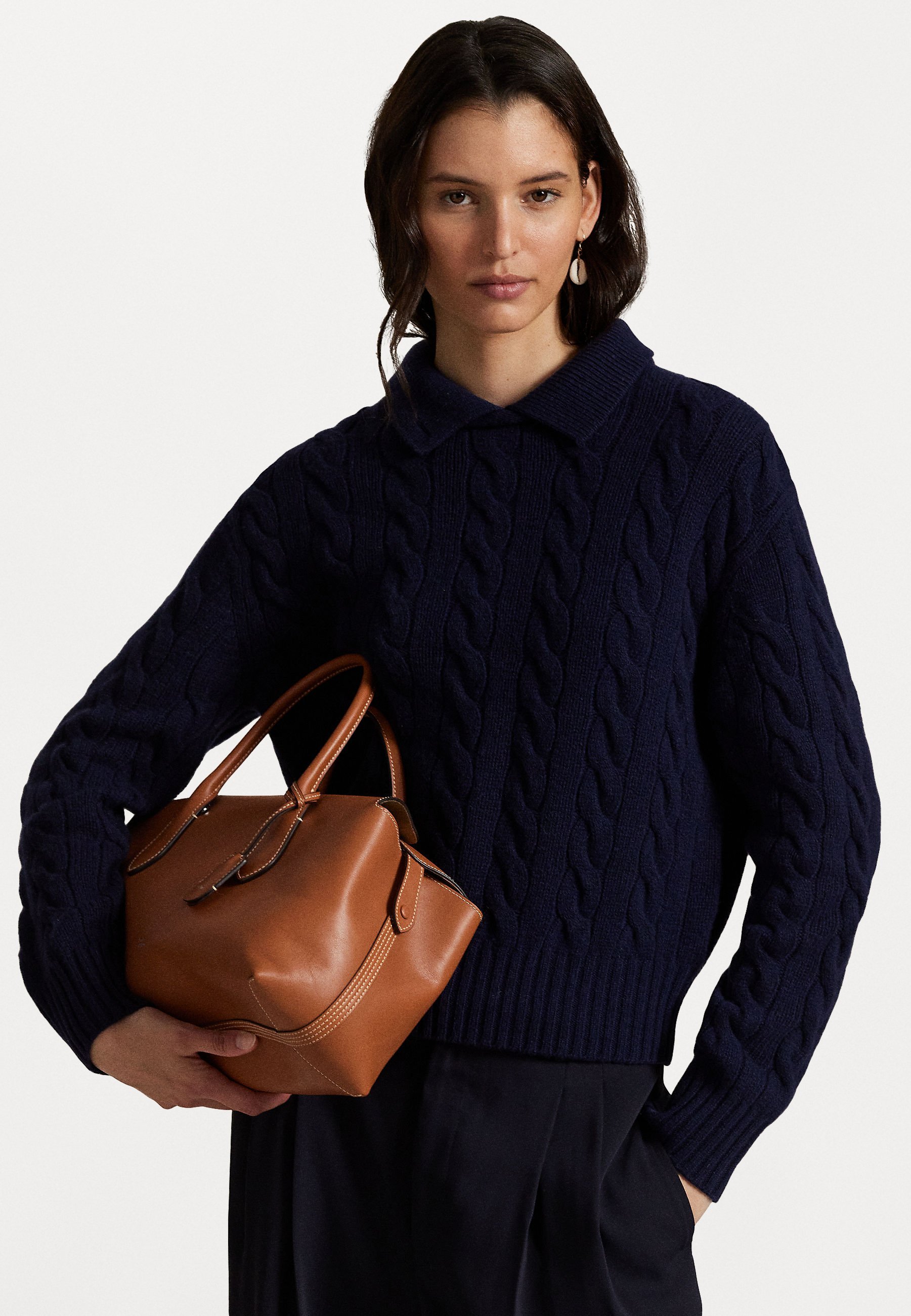 Polo Ralph Lauren BELLPORT LEREN SATCHEL - Handtas - cognac