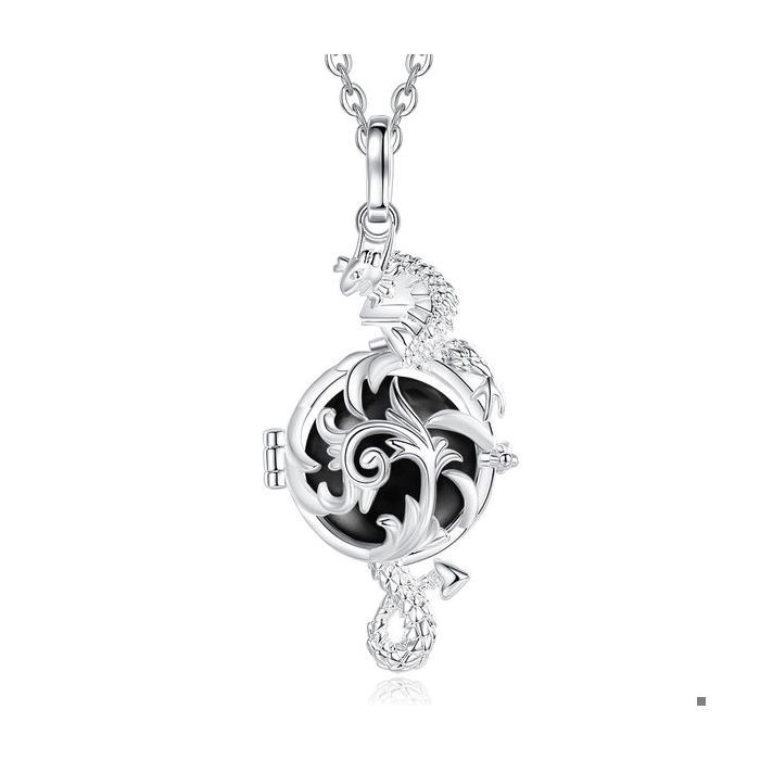 Bola de grossesse cage fleur dragon boule noire Collier