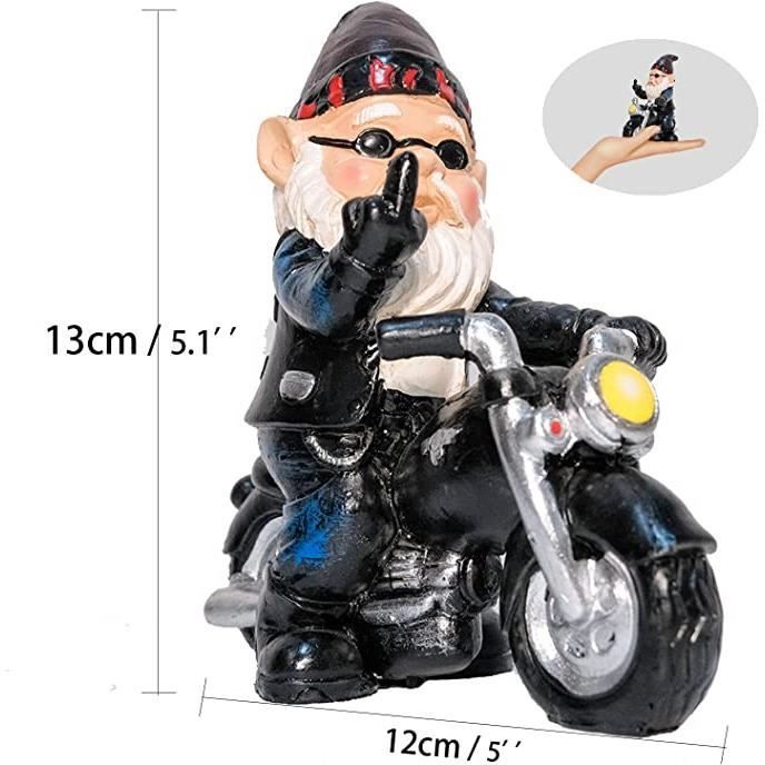 Nain de jardin Nains de moto pour le jardin, statue de nain de jardin, protection solaire étanche, décoration de jardin